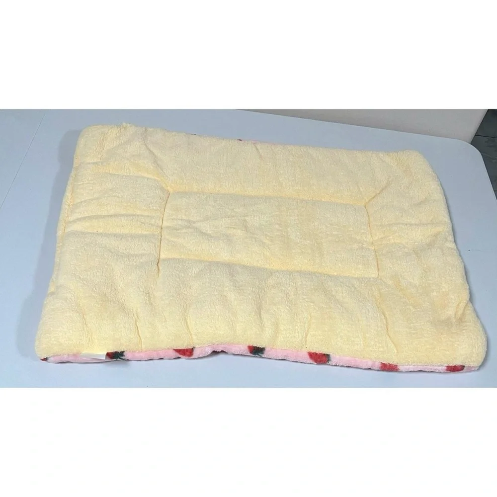 Pink Strawberry Strawberries Fuzzy Fur Furry Cat Dog Pet Bed Liner Cushion 🍓